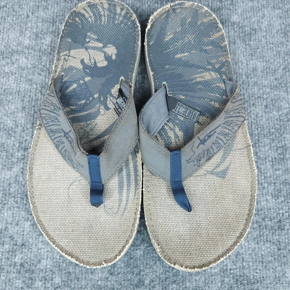 Teva Flip Flop Sandals Mens Size 11 Gray Blue Canvas Slip On Comfort Beach Shoes